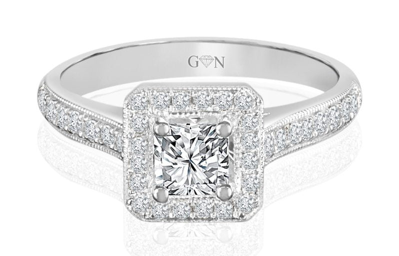 Princess Cut Diamond Halo Engagement Ring