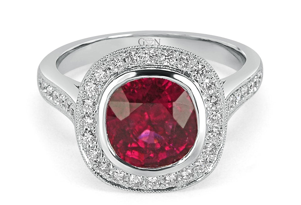 Pink Tourmaline and Diamond Halo Ring