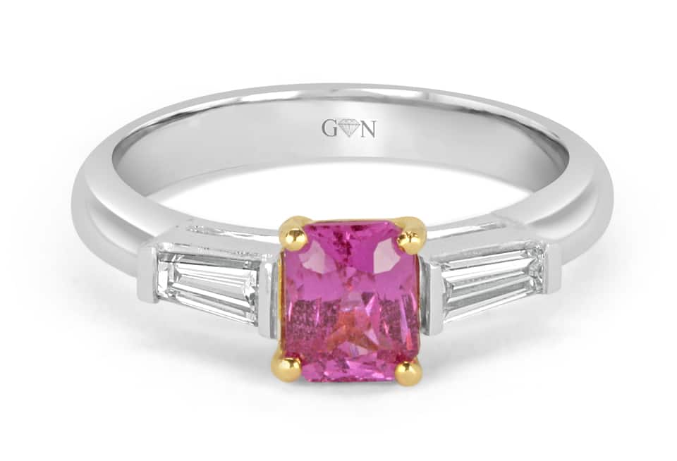 Pink Sapphire and Diamond Ring