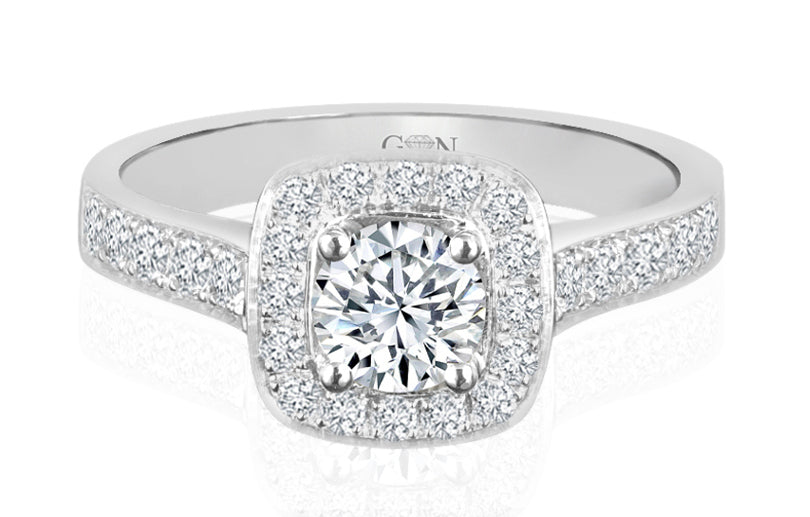 Round Brilliant Cut Diamond Halo Engagement Ring