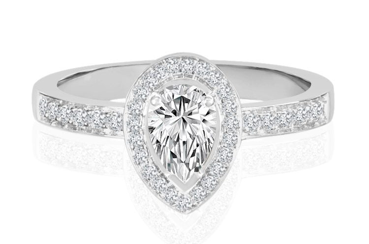 Pear Shaped Diamond Halo Engagement Ring