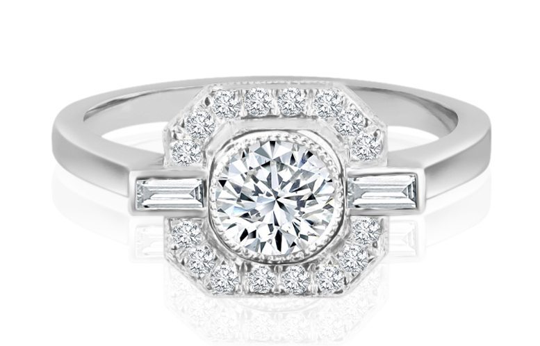 Round Brilliant Cut Diamond Halo Engagement Ring
