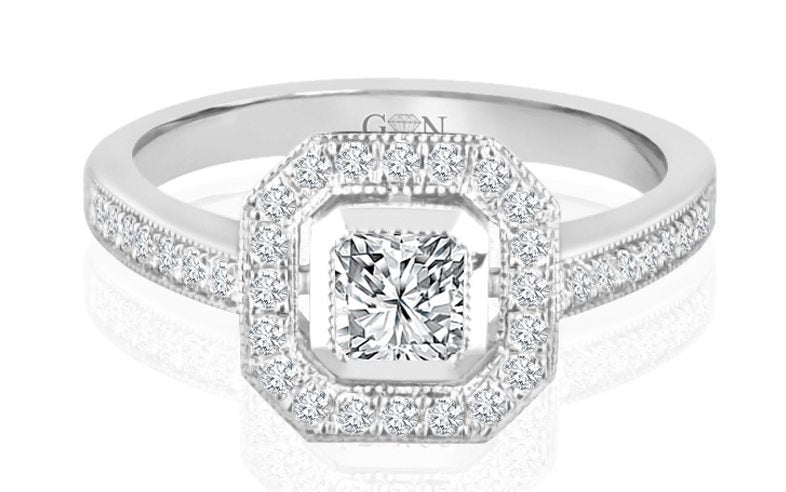 Asscher Cut Diamond Halo Engagement Ring