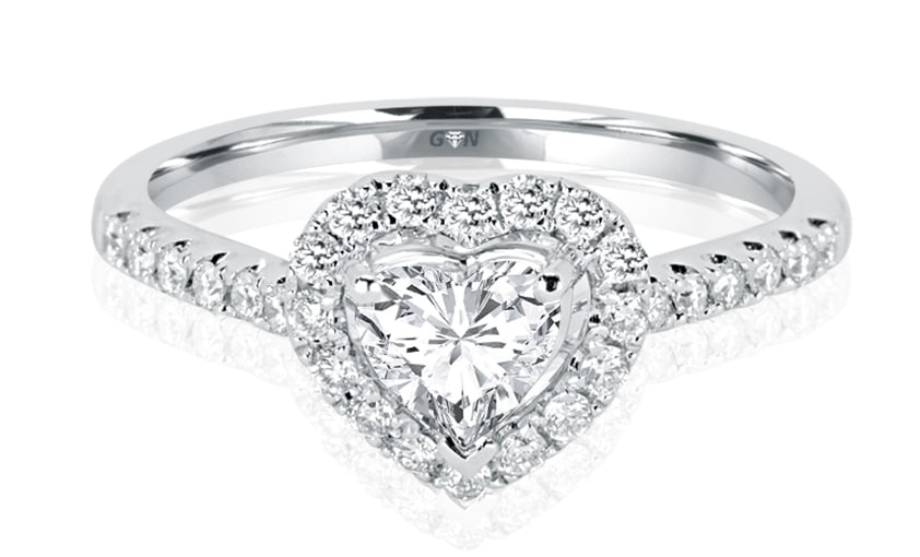 Heart Shaped Diamond Halo Engagement Ring