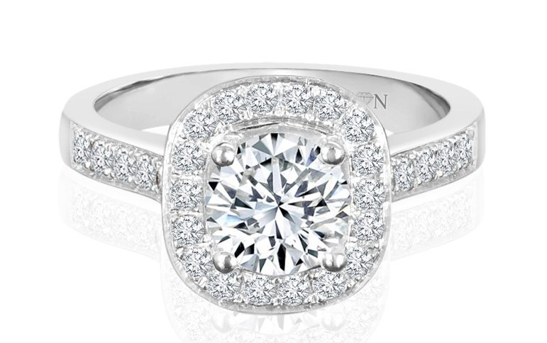 Round Brilliant Cut Diamond Halo Engagement Ring