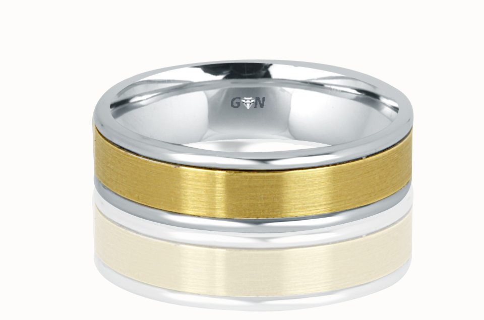 Men's Yellow and White Two Tone Gold Ring