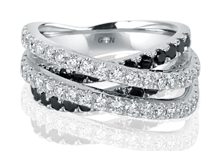 Black & White Diamond Multi Band Ring