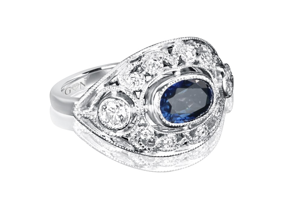 Ceylon Sapphire and Diamond Ring
