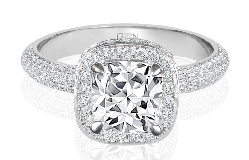 Cushion Cut Diamond Halo Engagement Ring