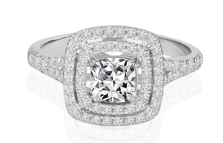 Cushion Cut Diamond Halo Engagement Ring