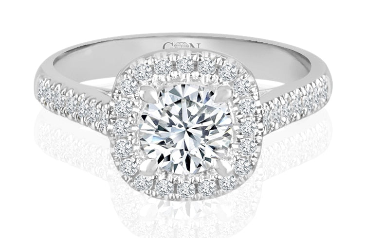 Round Brilliant Cut Diamond Halo Engagement Ring