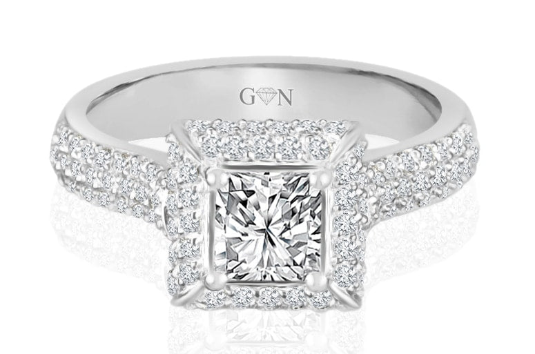 Princess Cut Diamond Halo Engagement Ring