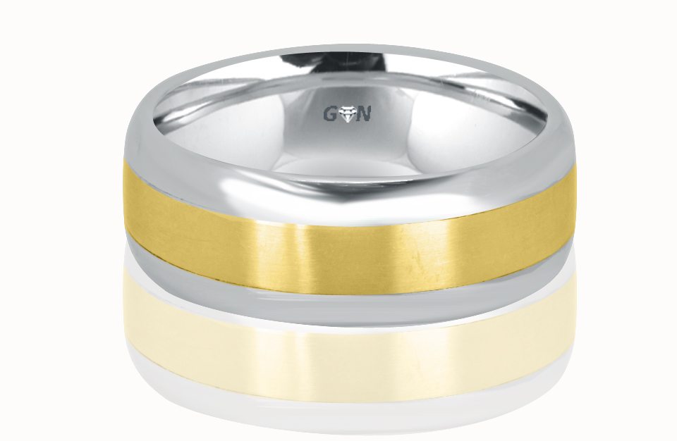 Men's White Gold and Yellow Gold Two Tone Ring