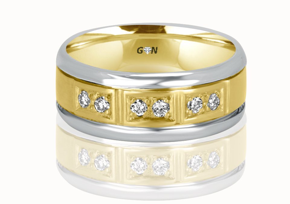 Men's Yellow and White Gold Diamond Ring