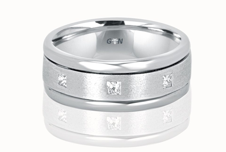 Men's Platinum and White Gold Diamond Ring