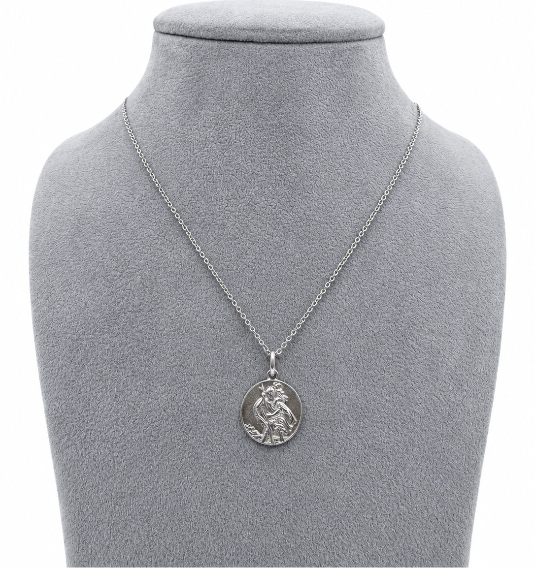St Christopher & Mother Mary Sterling Silver Pendant Necklace