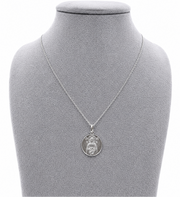 St Christopher & Mother Mary Sterling Silver Pendant Necklace