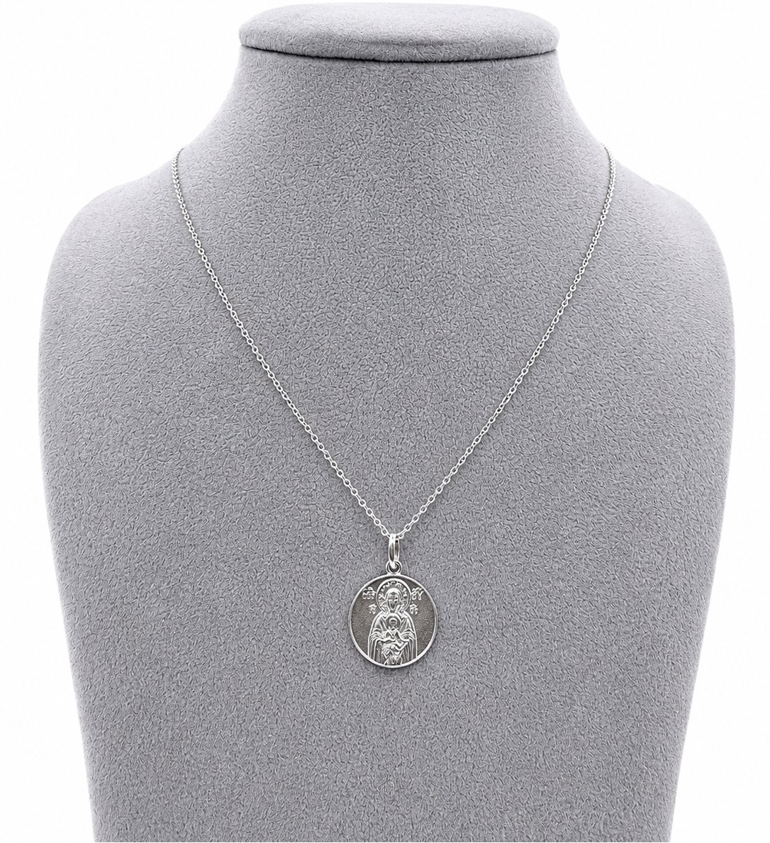St Christopher & Mother Mary Sterling Silver Pendant Necklace