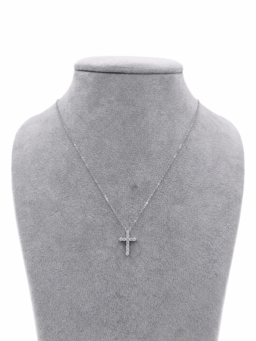 18kt White Gold 0.22ct Diamond Cross Necklace