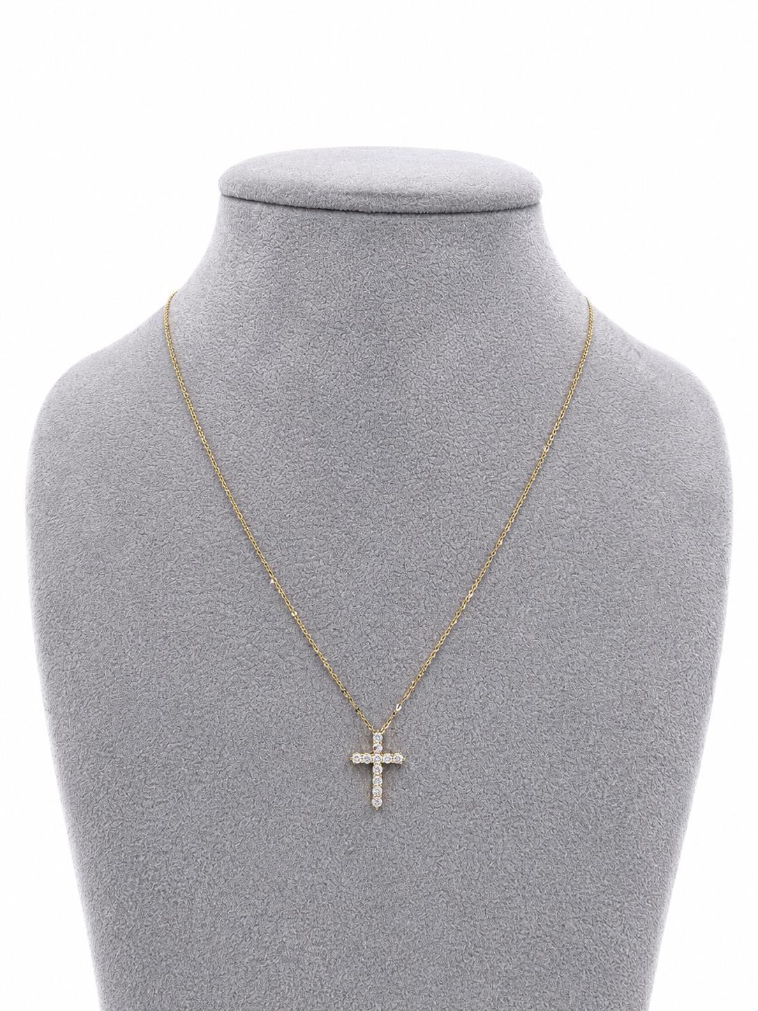 18kt Yellow Gold 0.22ct Diamond Cross Necklace