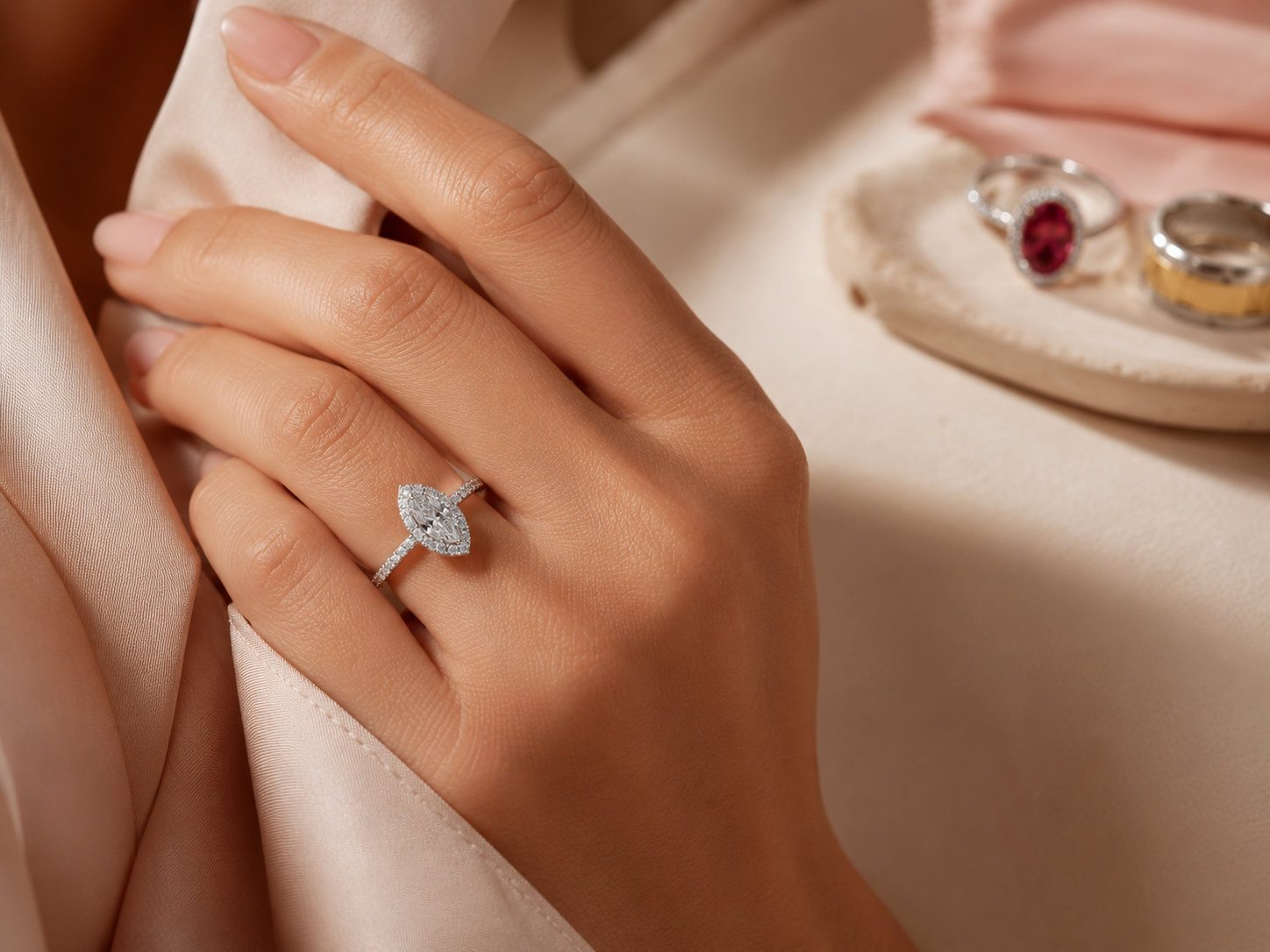 Finished bespoke diamond engagement ring