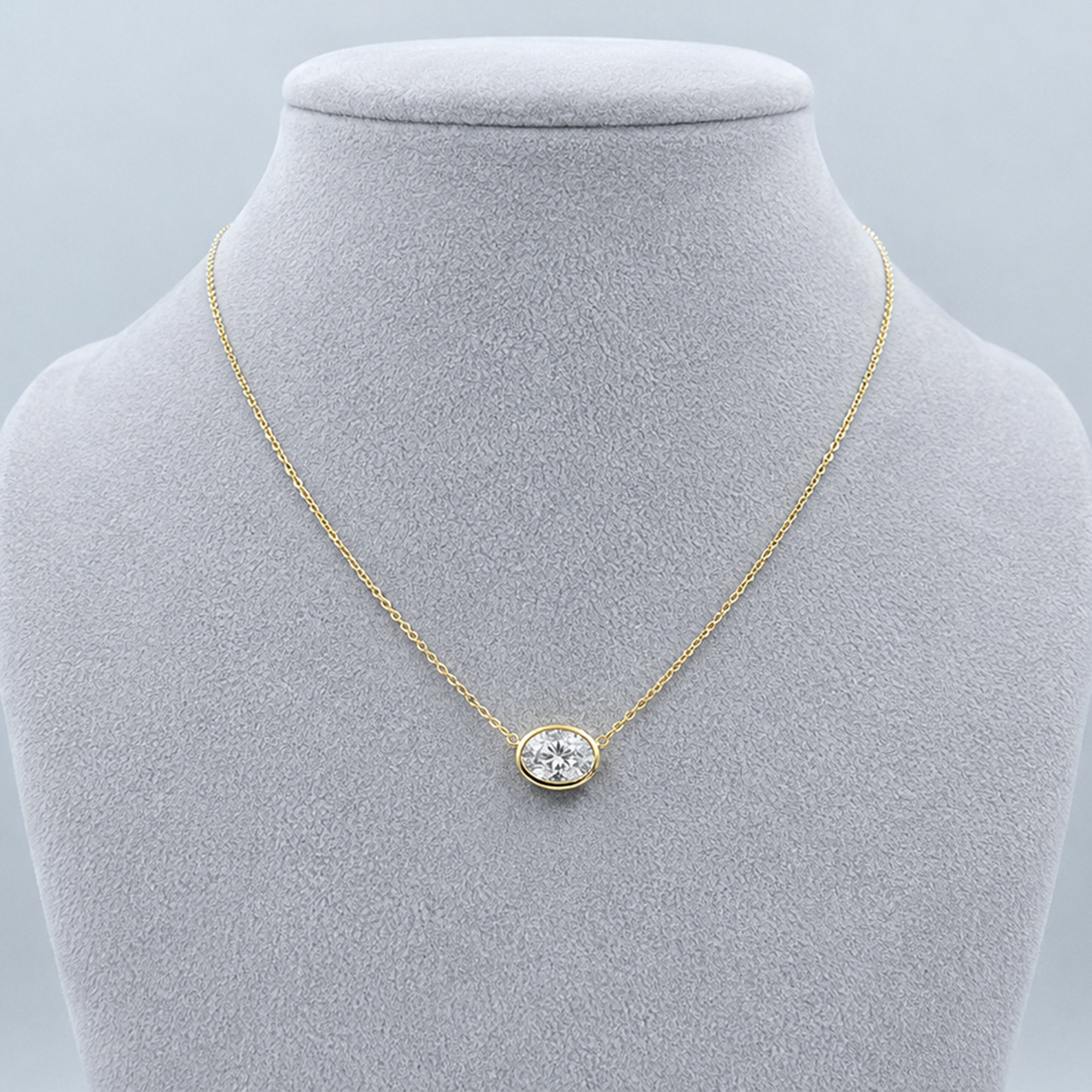 1.00ct Pear Lab-Grown Diamond East-to-West Bezel Pendant in 9ct Yellow Gold