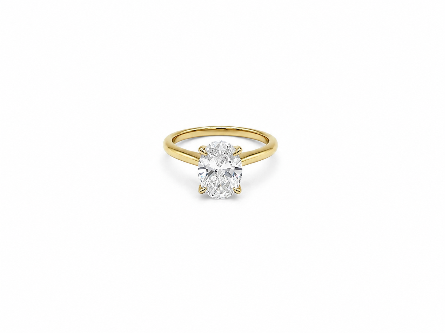 2.07ct Oval Lab-Grown Diamond Petal-Set Engagement Ring in 18ct Yellow Gold, view 1