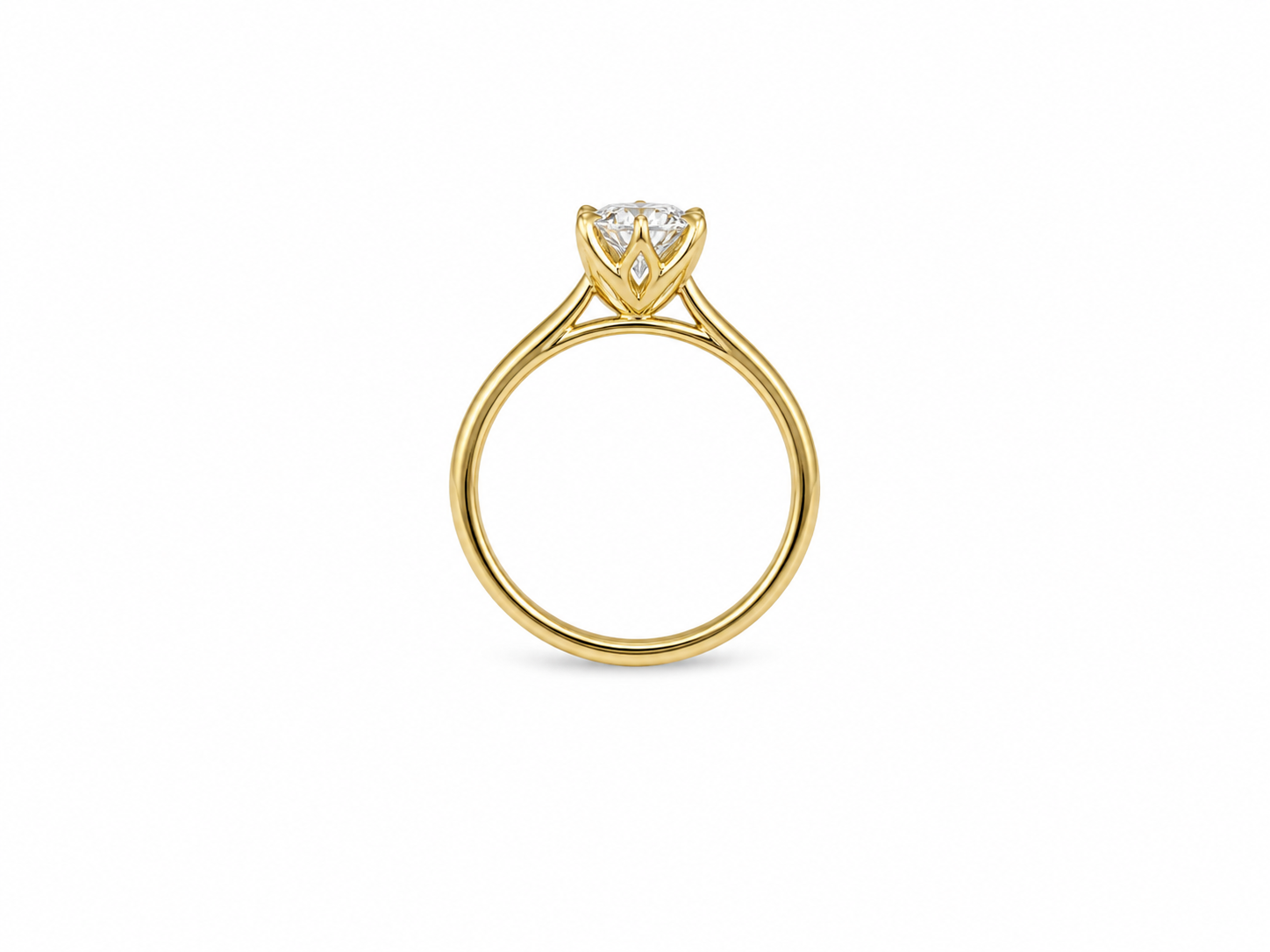 2.07ct Oval Lab-Grown Diamond Petal-Set Engagement Ring in 18ct Yellow Gold, view 3