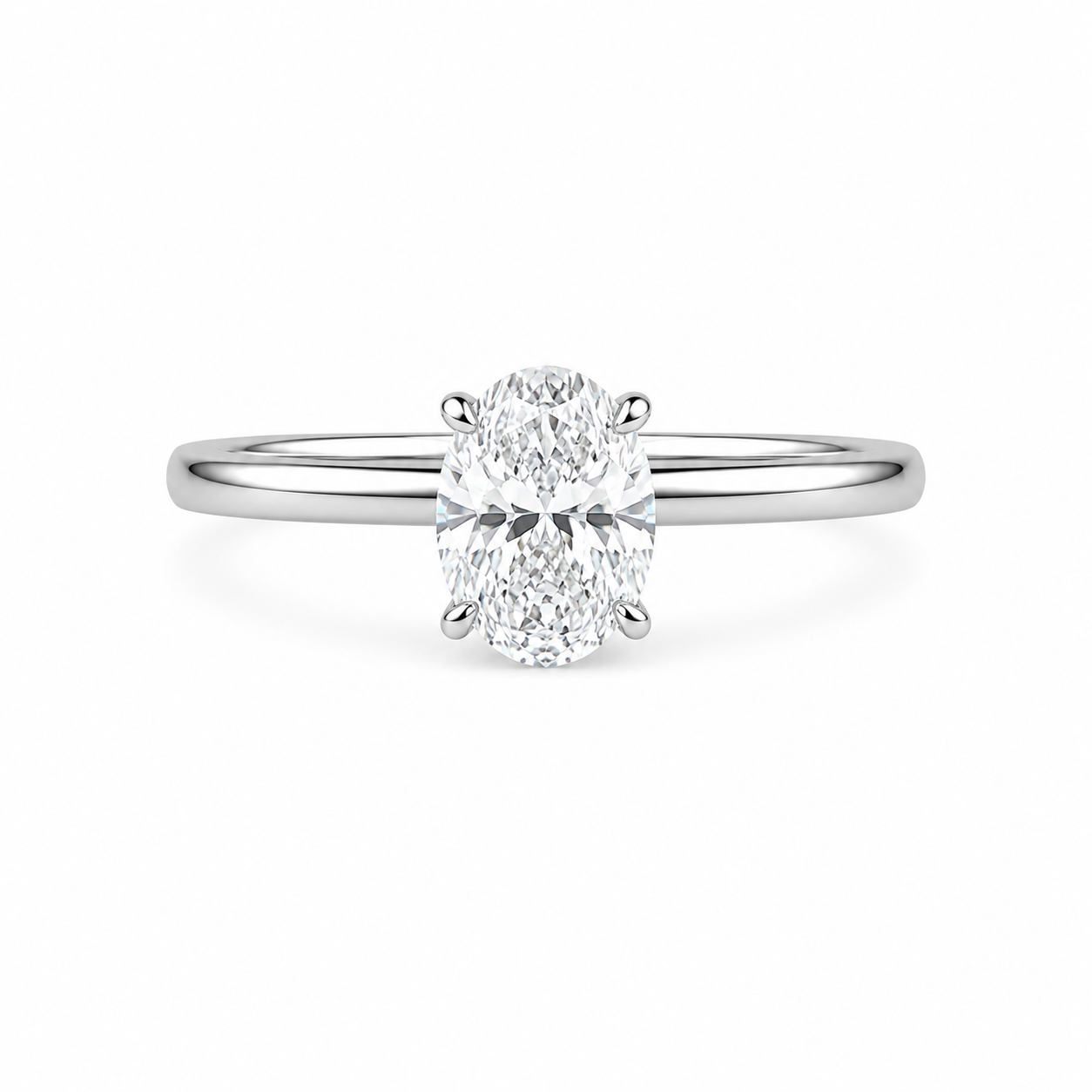 1.53ct Oval Lab-Grown Diamond Solitaire Engagement Ring in 18ct White Gold, view 1