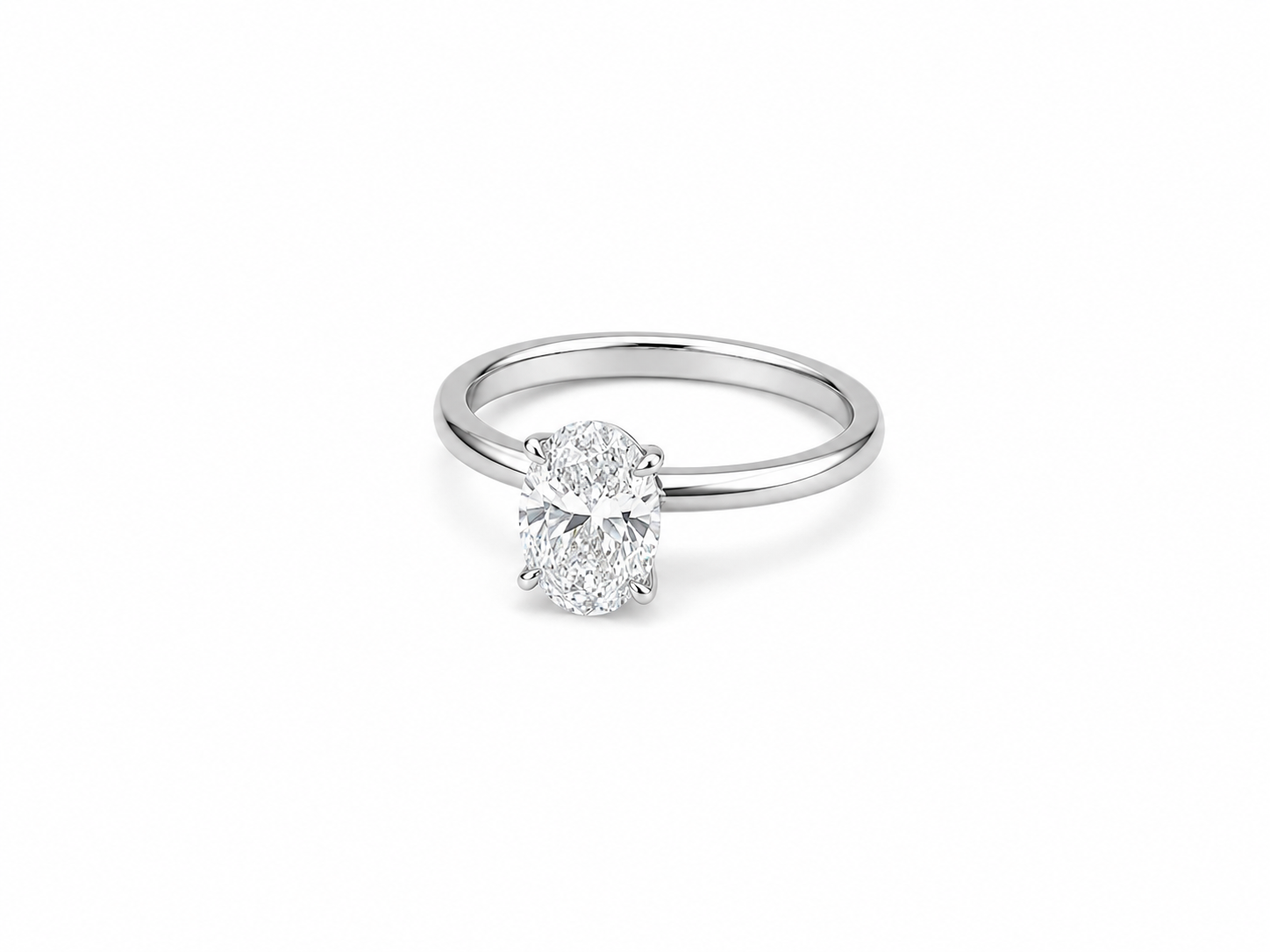 1.53ct Oval Lab-Grown Diamond Solitaire Engagement Ring in 18ct White Gold, view 2
