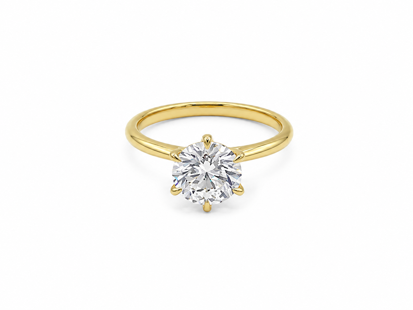 2.07ct Round Lab-Grown Diamond Petal-Set Engagement Ring in 18ct Yellow Gold, view 1