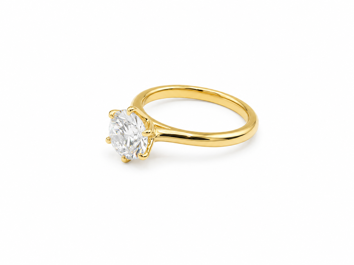 2.07ct Round Lab-Grown Diamond Petal-Set Engagement Ring in 18ct Yellow Gold, view 2