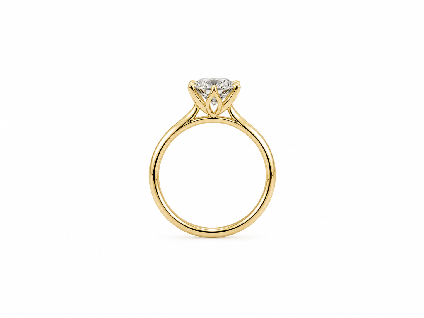 2.07ct Round Lab-Grown Diamond Petal-Set Engagement Ring in 18ct Yellow Gold, view 3