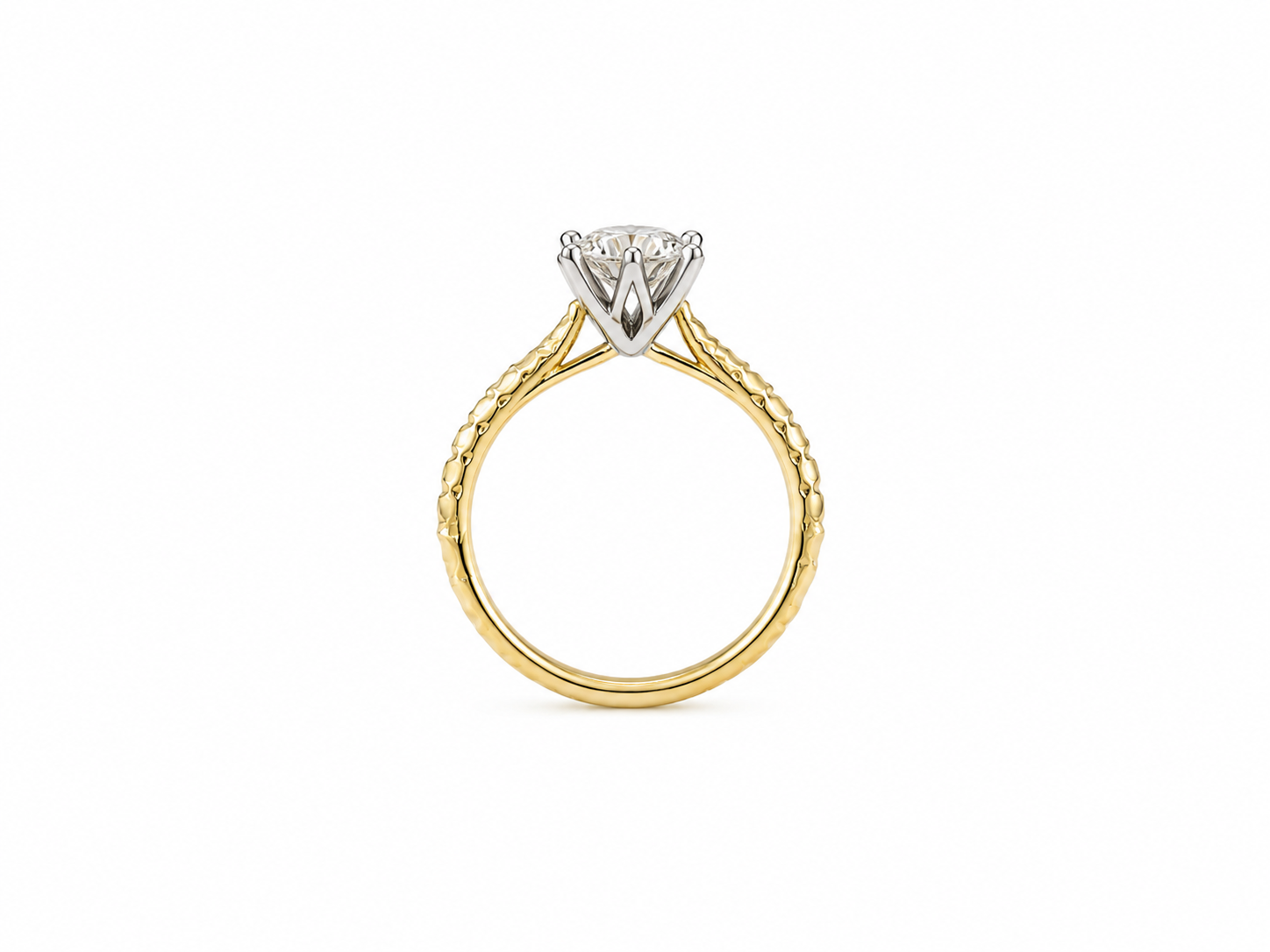 2.06ct Round Lab-Grown Diamond Shoulder-Set Engagement Ring in 18ct Yellow and White Gold, view 3