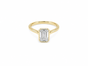 2.03ct Emerald-Cut Lab-Grown Diamond Crossover Bezel Engagement Ring in 18ct Yellow Gold, view 1