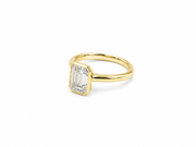 2.03ct Emerald-Cut Lab-Grown Diamond Crossover Bezel Engagement Ring in 18ct Yellow Gold, view 2