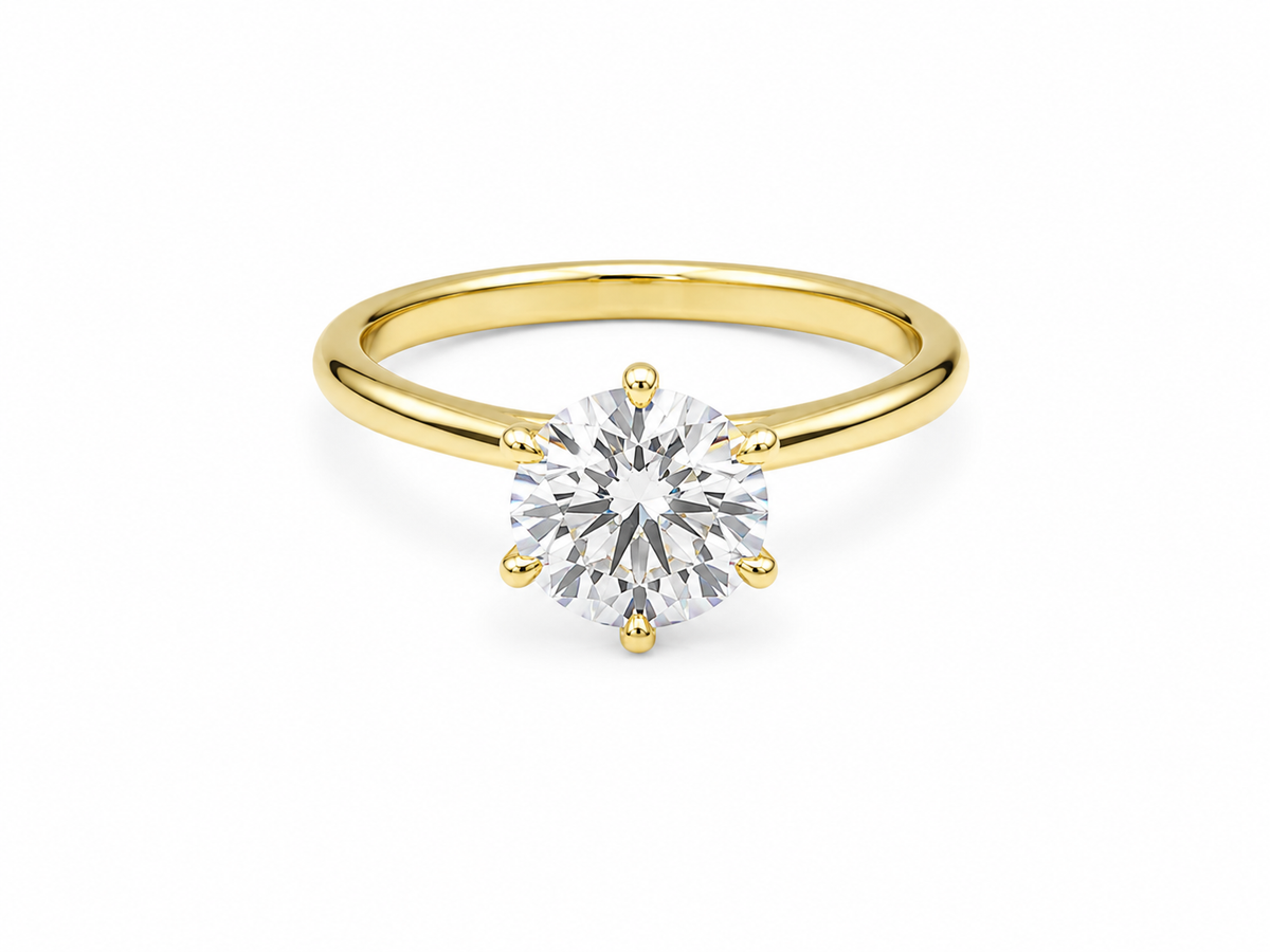 2.01ct Round Lab-Grown Diamond Solitaire Engagement Ring in 18ct Yellow Gold, view 1