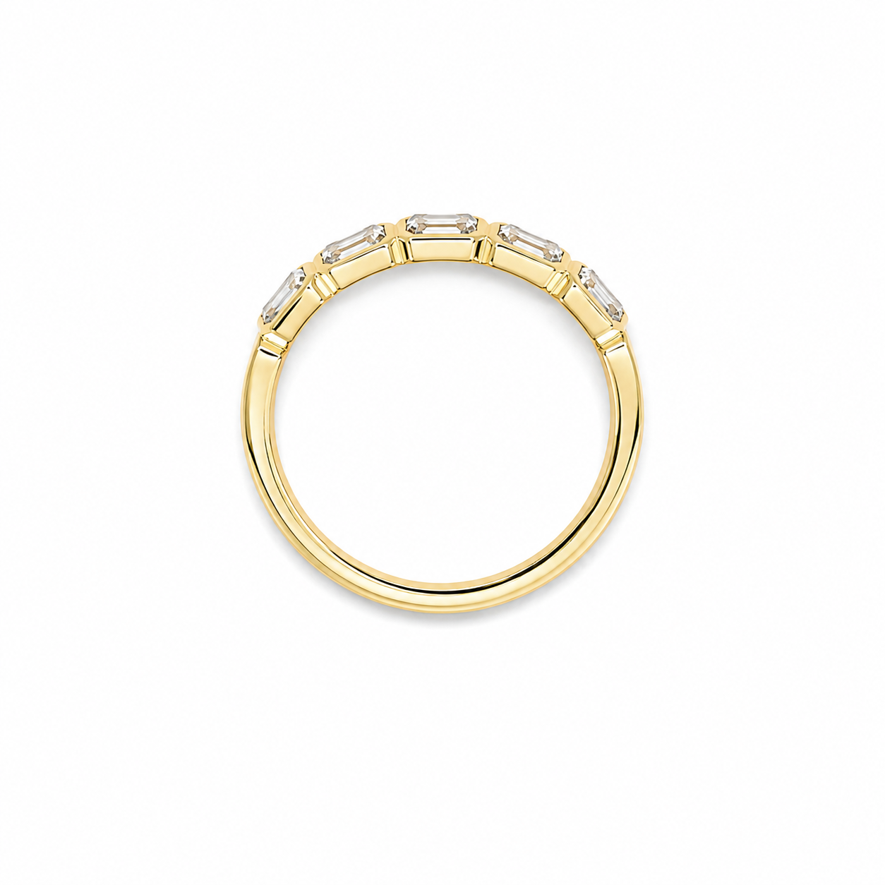 0.77ct East-to-West Emerald-Cut Lab-Grown Diamond Band in 18ct Yellow Gold, view 3