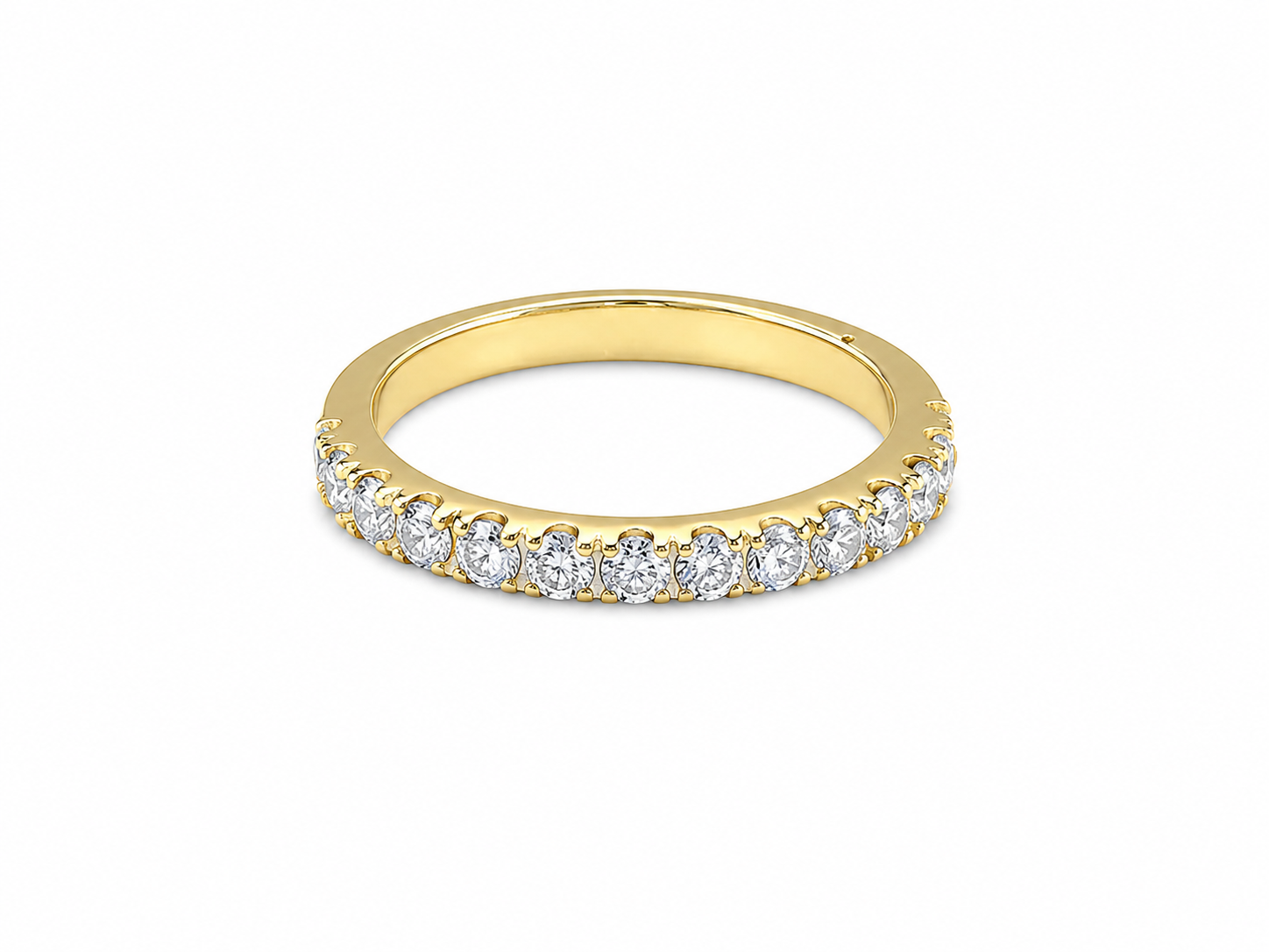 0.76ct Round Lab-Grown Diamond Claw-Set Wedding Band in 18ct Yellow Gold, view 1