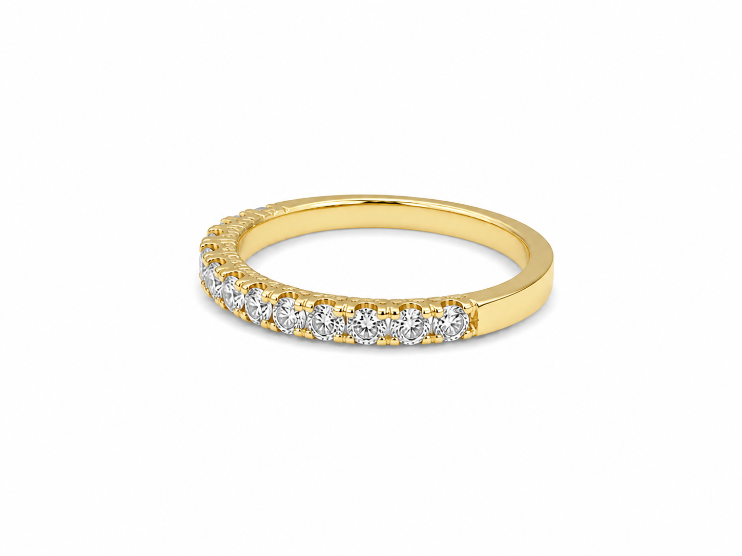 0.76ct Round Lab-Grown Diamond Claw-Set Wedding Band in 18ct Yellow Gold, view 2