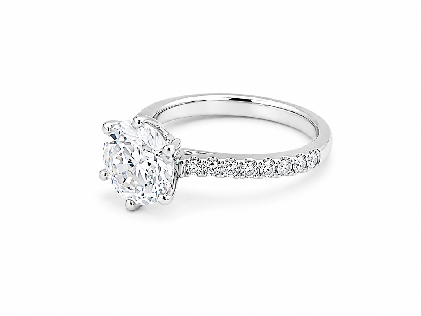 1.59ct Round Lab-Grown Diamond Shoulder-Set Engagement Ring in 18ct White Gold, view 2