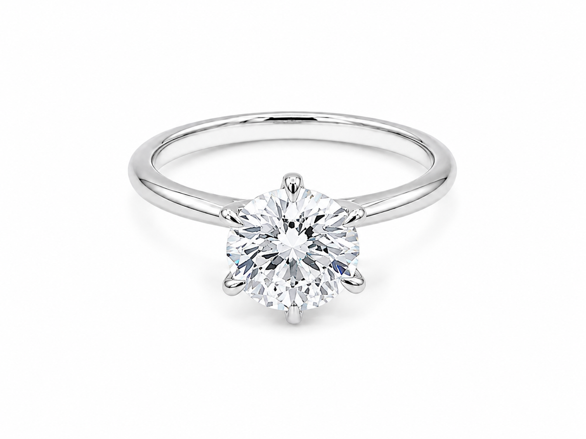 2.06ct Round Lab-Grown Diamond Petal-Set Engagement Ring in 18ct White Gold, view 1