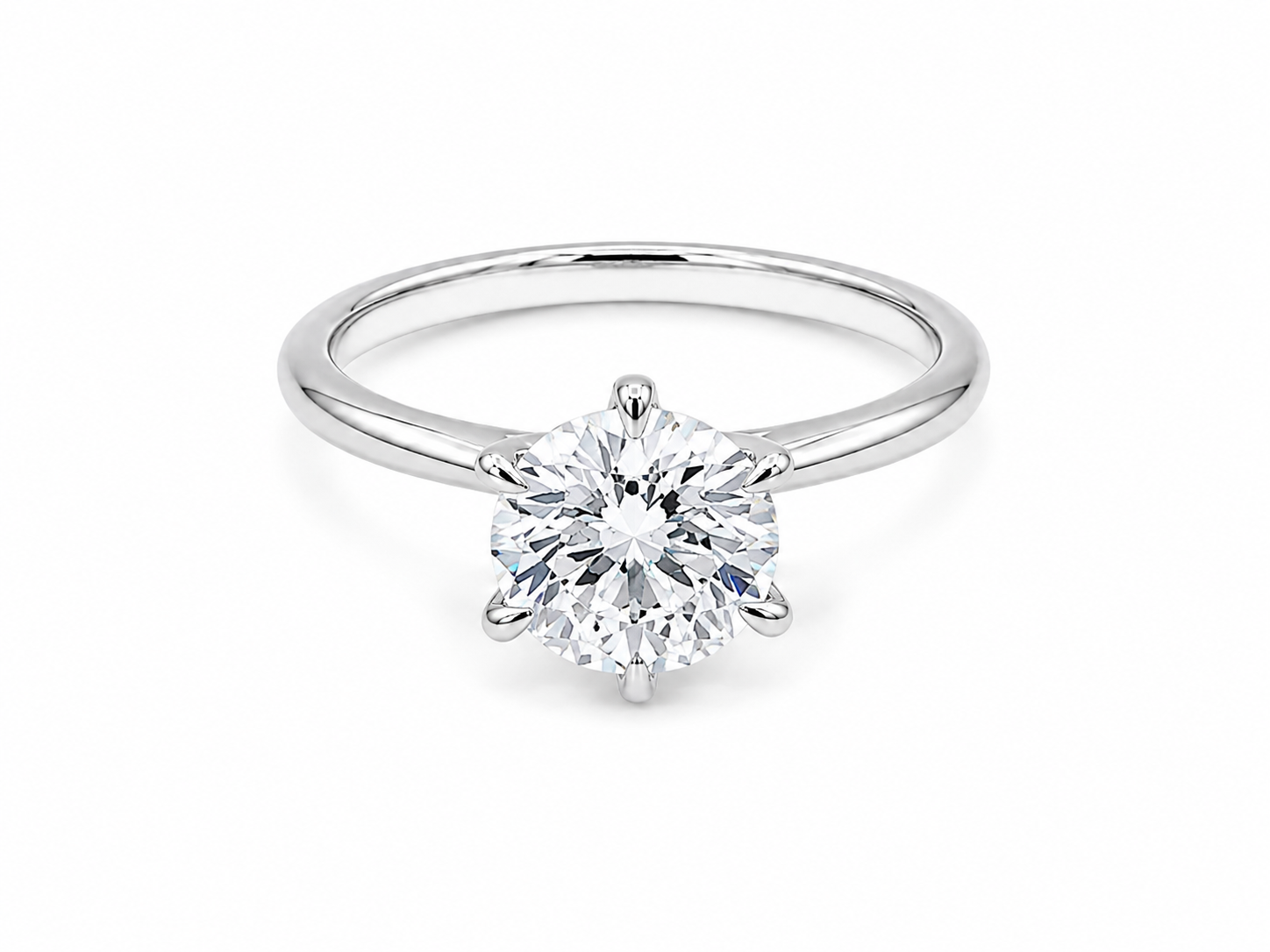 2.06ct Round Lab-Grown Diamond Petal-Set Engagement Ring in 18ct White Gold, view 1