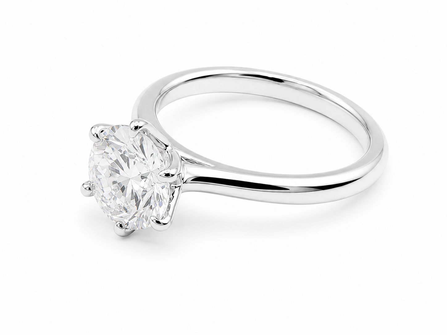 2.06ct Round Lab-Grown Diamond Petal-Set Engagement Ring in 18ct White Gold, view 2