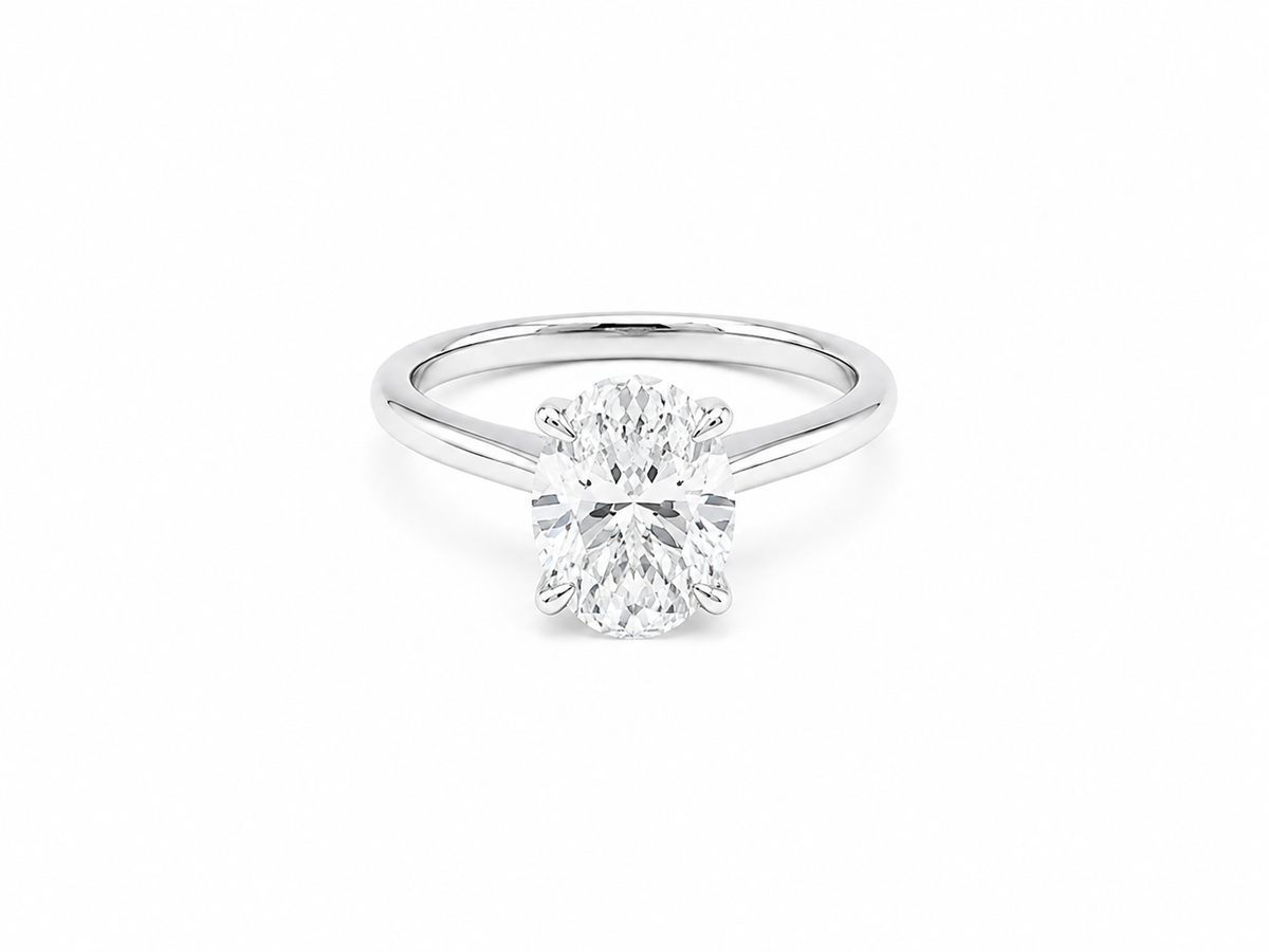 2.03ct Oval Lab-Grown Diamond Petal-Set Engagement Ring in 18ct White Gold, view 1