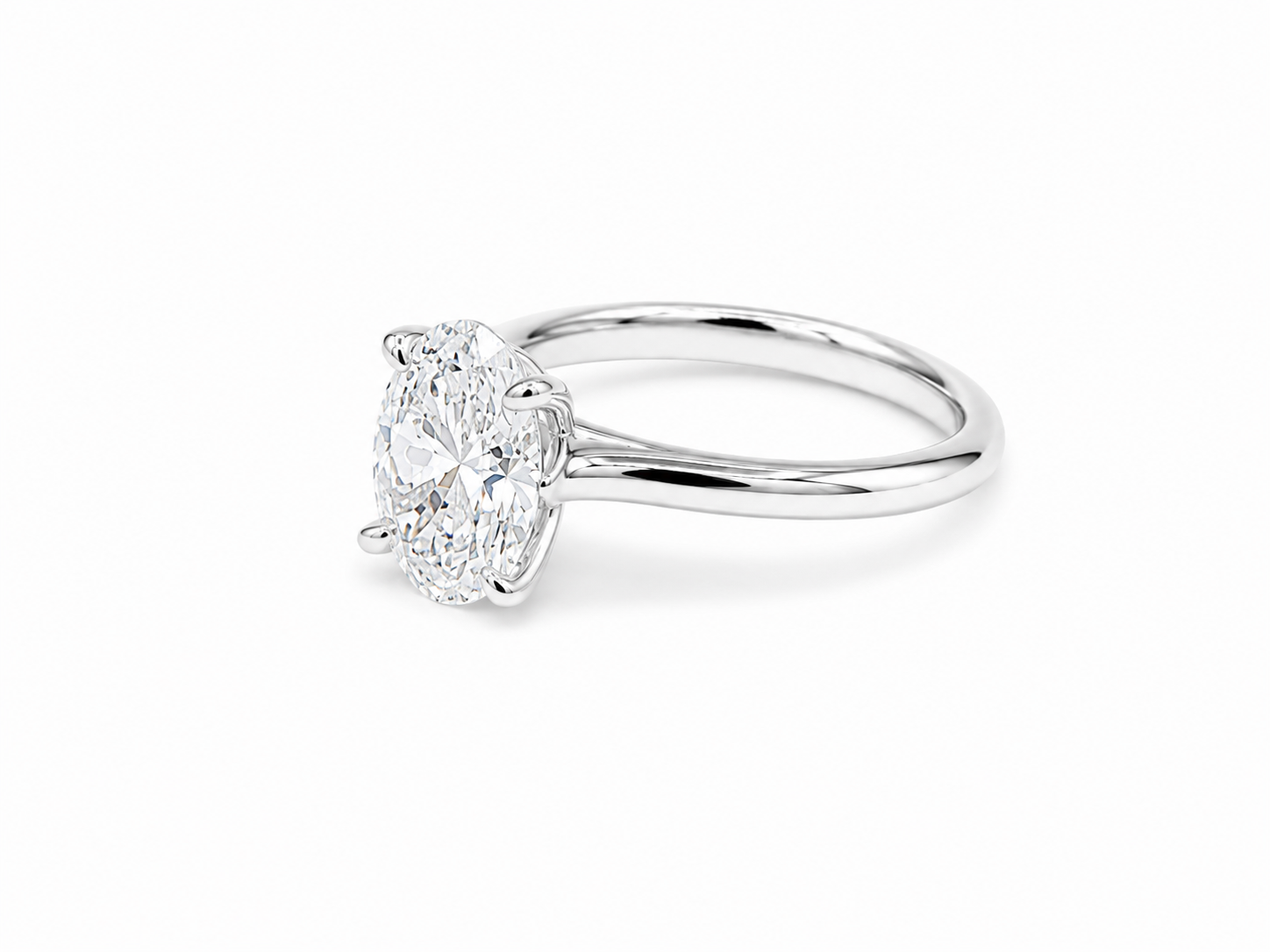 2.03ct Oval Lab-Grown Diamond Petal-Set Engagement Ring in 18ct White Gold, view 2