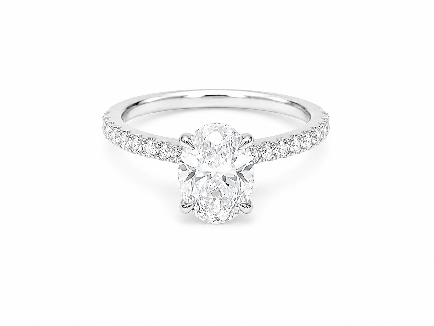 2.00ct Oval Lab-Grown Diamond Hidden Halo Engagement Ring in 18ct White Gold, view 1