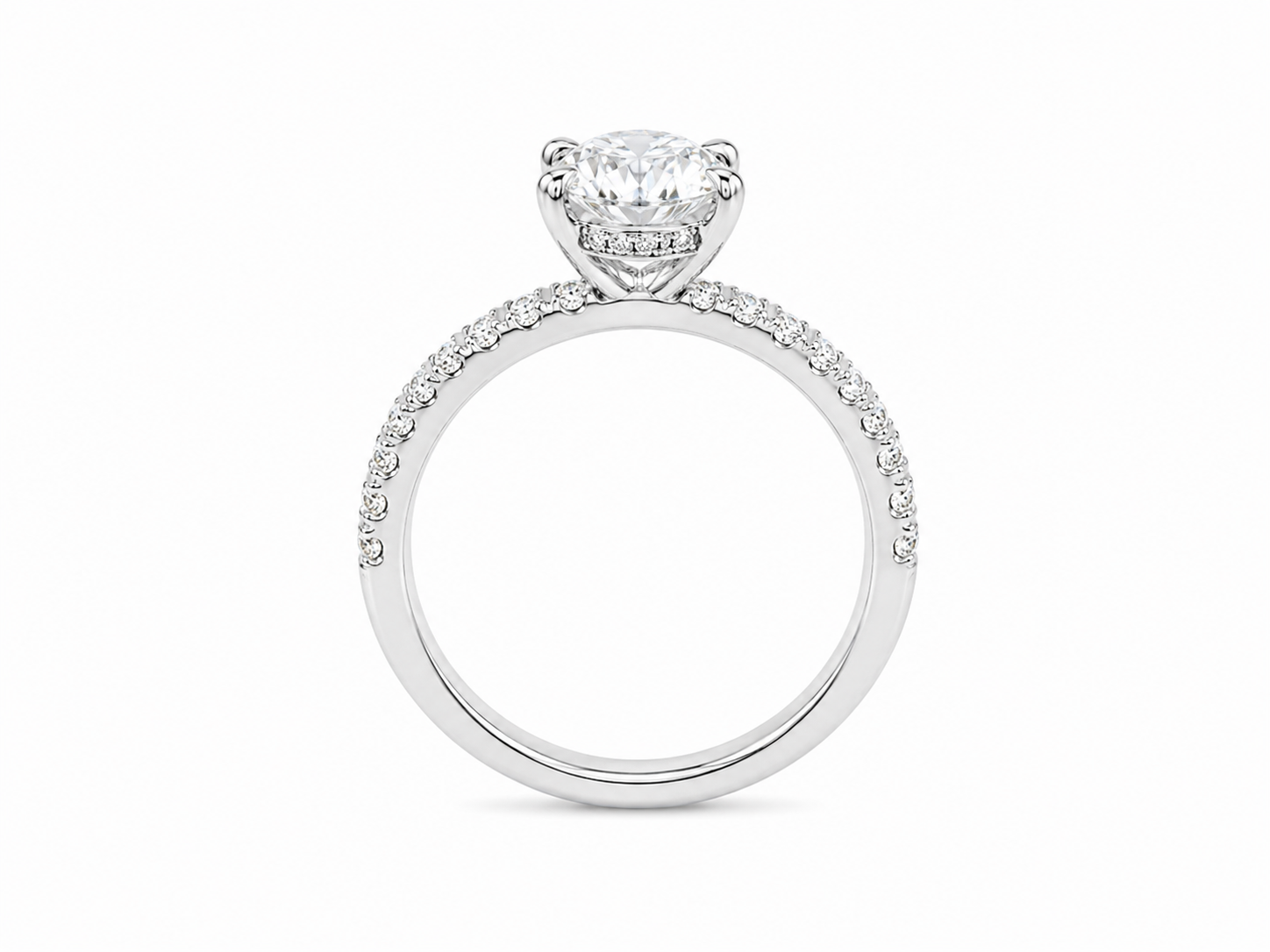 2.00ct Oval Lab-Grown Diamond Hidden Halo Engagement Ring in 18ct White Gold, view 3