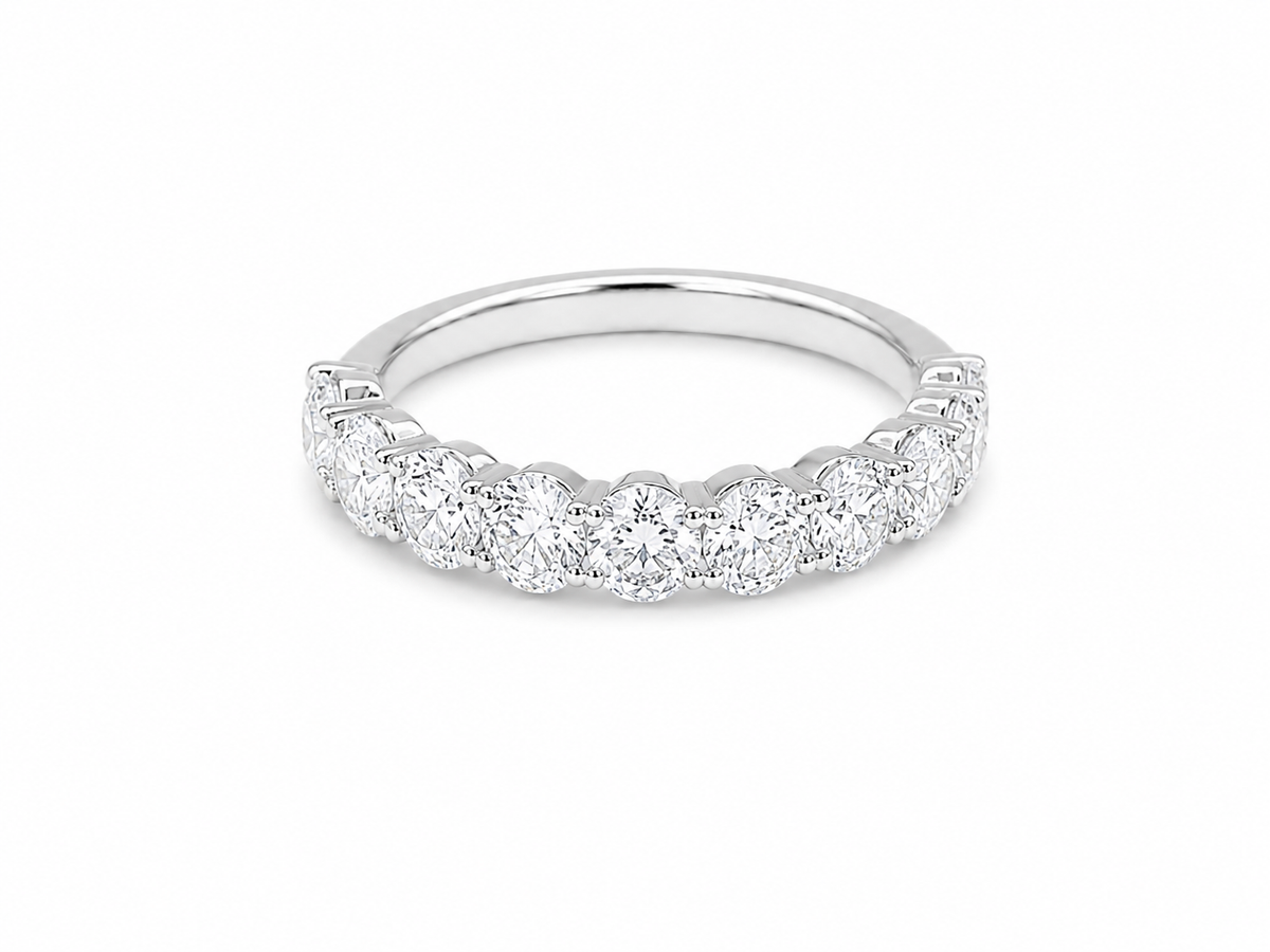1.50ct Oval Lab-Grown Diamond Half-Eternity Band in 18ct White Gold, view 1
