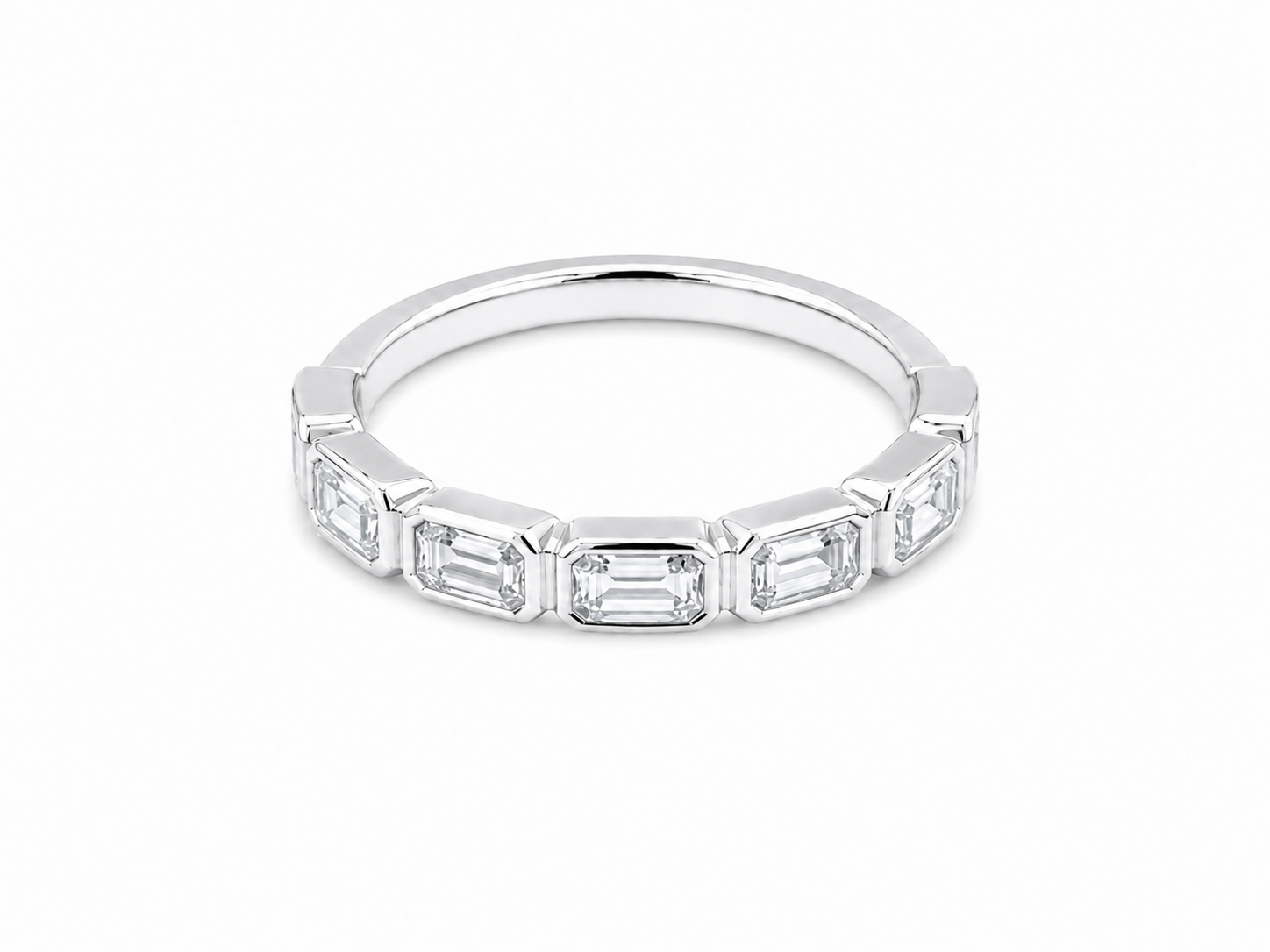 0.77ct East-to-West Emerald-Cut Lab-Grown Diamond Band in 18ct White Gold, view 1